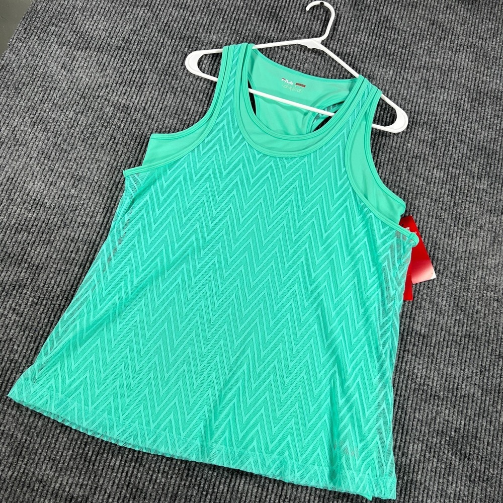 FILA Sport Tank Top Shirt Womens Large Green Lined Casual Active Workout Run New